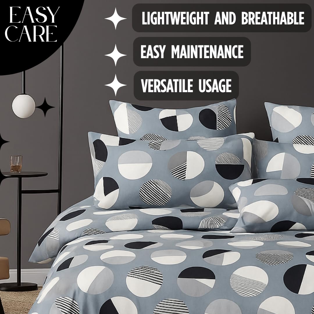 Microfiber Double Bedsheet King Size With 2 Large Size Pillow Covers | Size 108x108+9 Inches, Grey | Perfect For Daily Use, All-Season Use Or Gifting Bedsheet