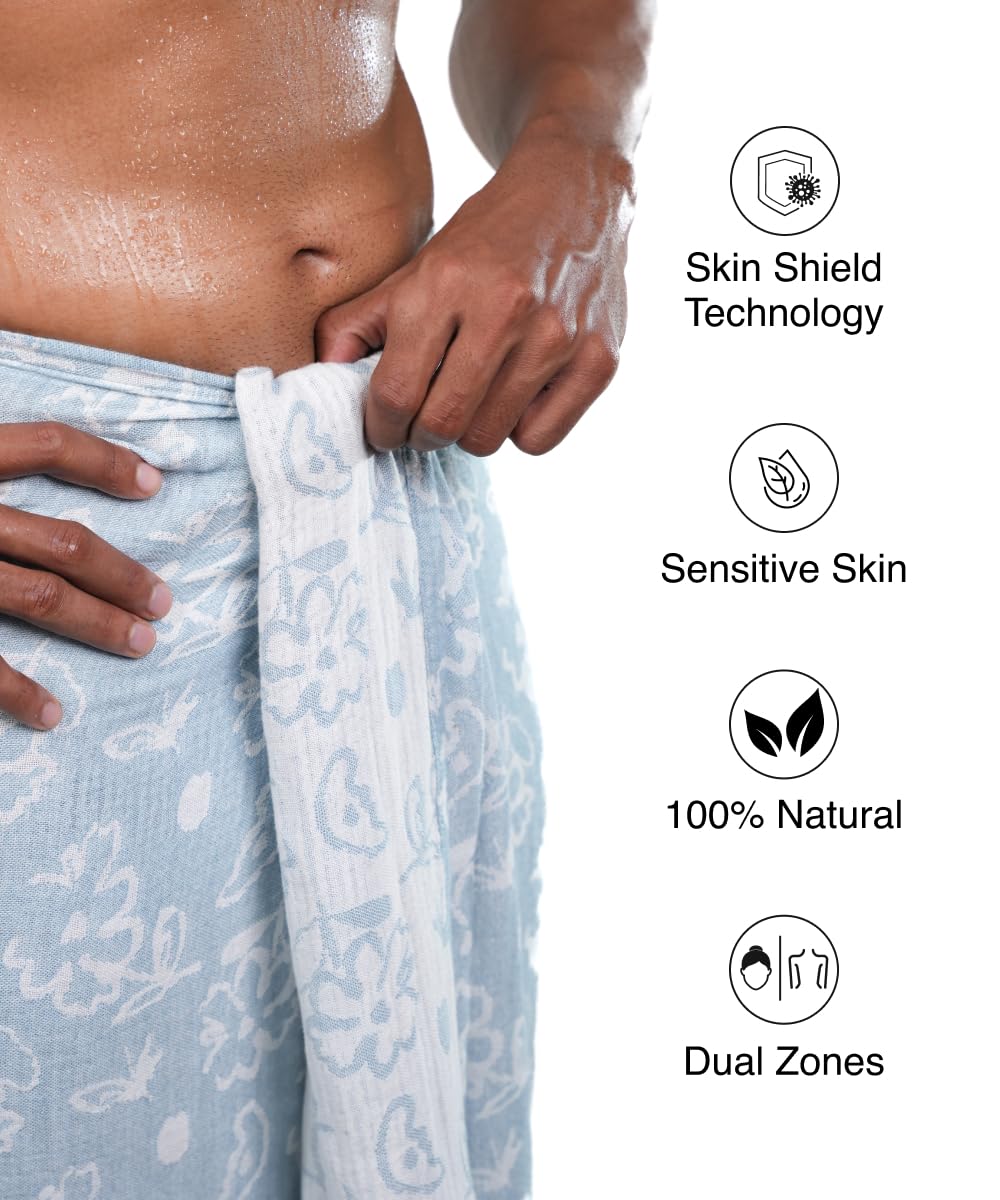 Doctor Towels World'S First Banana Jacquard Floral Bath Towel, Super Soft & High Absorbency Towels For Sensitive Skin, Quick Dry Towels For Bath Large Size (Blue)
