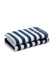 My Milestones 100% Cotton Hand Towel 400 Gsm | Ultra Soft Attractive Embroidery Appliques Cotton Soft, Absorbent Hand Towel Perfect For Face (Set Of 2)- Navy/White