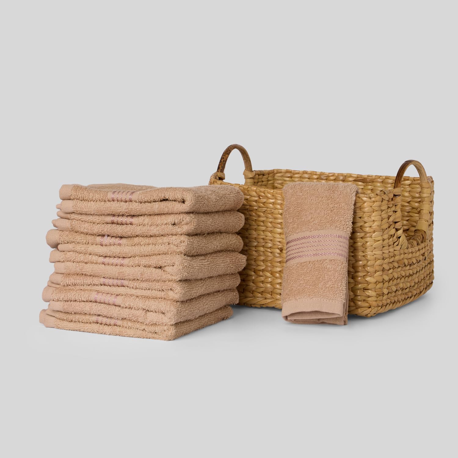 Kopa By Bianca 100% Cotton Soft Terry Face Towel 400 Gsm (Taupe) -Pack Of 8