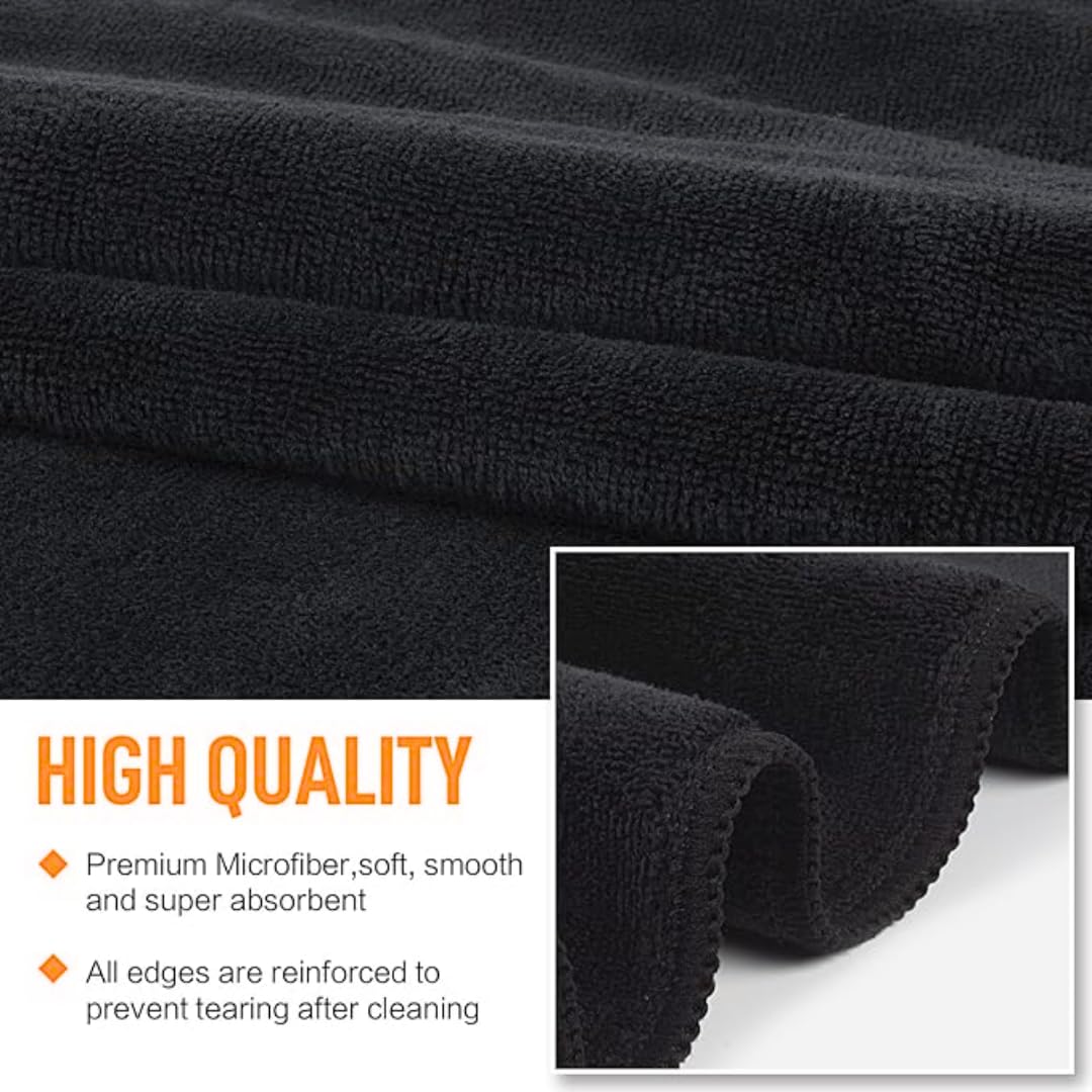 Microshine Microfiber Sports Towels 450 Gsm | Quick Drying, Ultra Absorbent, Lightweight Gym Towels - Black (Pack Of 3)