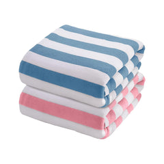 Maxoshine Microfiber Towels For Bath Large Size-Super Soft Coral Fleece Bathing Towel With Hook Quick Dry Super Absorbent-Bath Towel (Blue/Peach, Pack Of 2)
