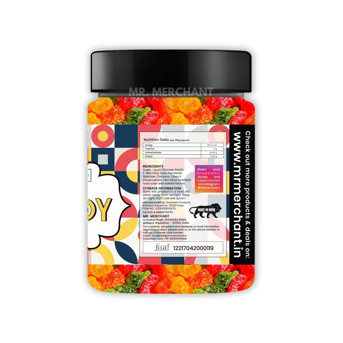 Mr. Merchant Premium Jelly Bites (Sugar Coated Fruit Jelly Candy) 300gm,