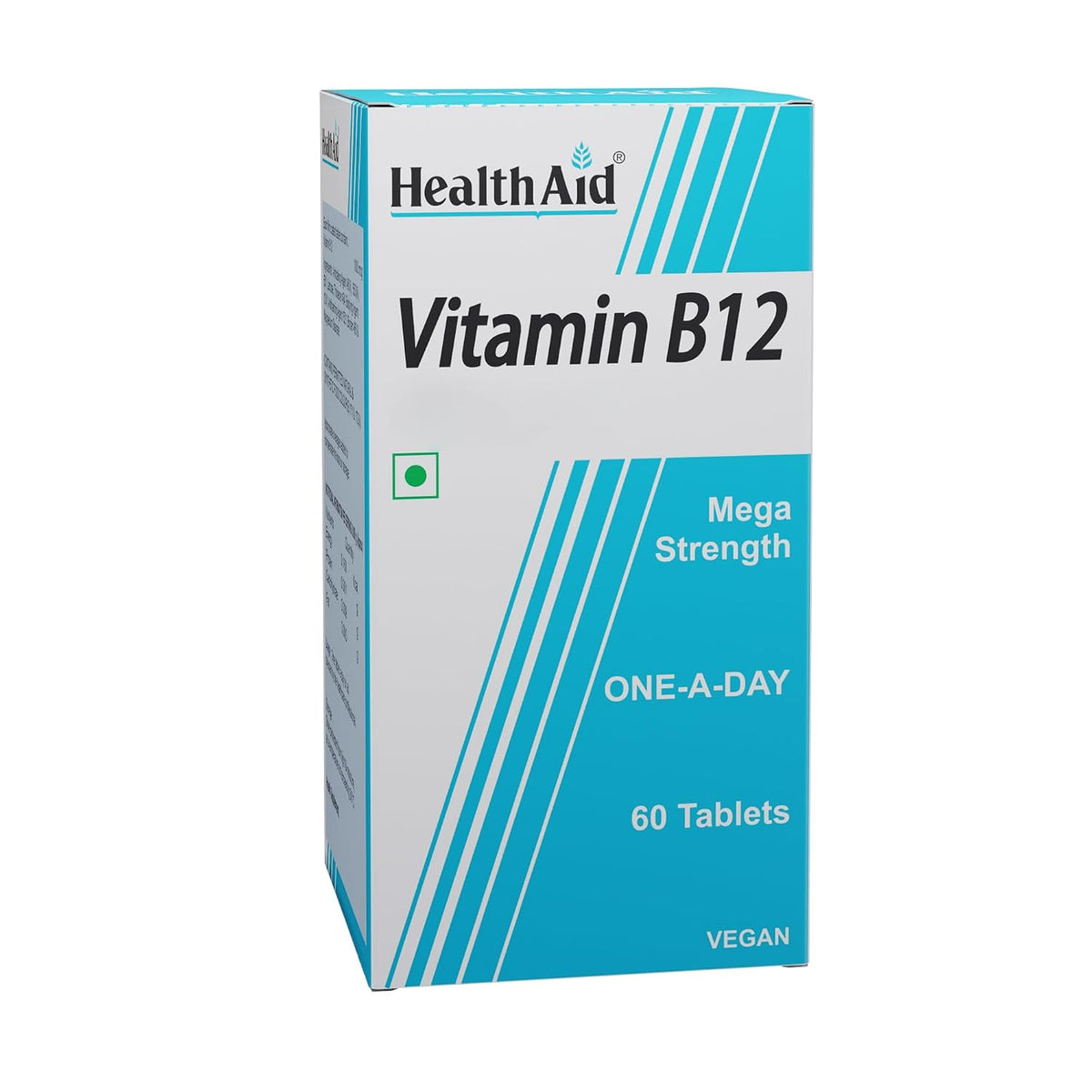 ?Health Aid Vitamin B12 Mega Strength One - A - Day | 60 Vegetarian Tablets , 100gm 0.2lbs