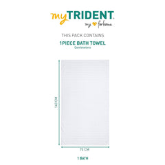 Mytrident Quick Dry 100% Cotton Bath Towel 450 Gsm (White) - 1 Pcs