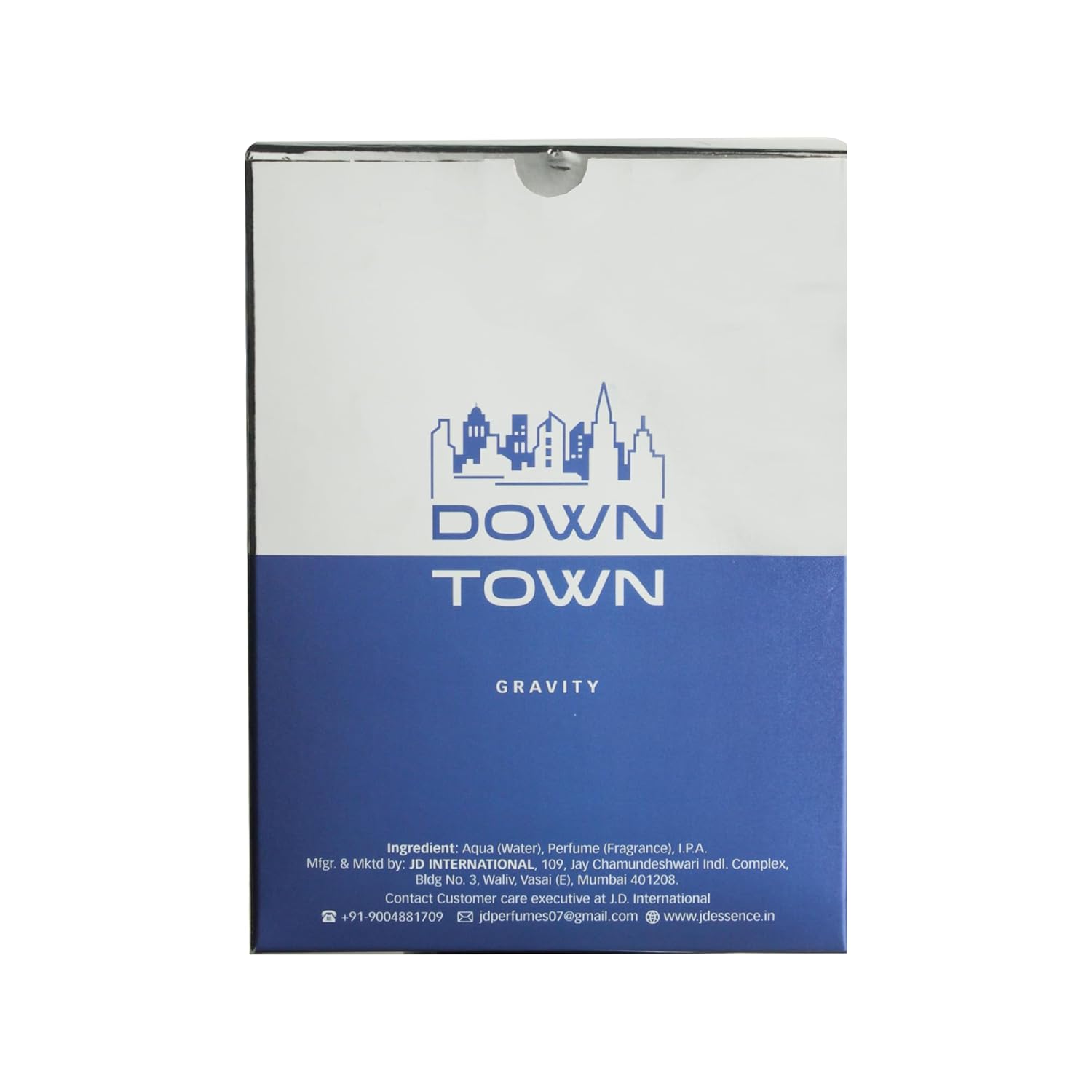 JD International Down Town Gravity Perfume For Men - 100ml, 3.4 Fl.oz. | Long Lasting Fragrance