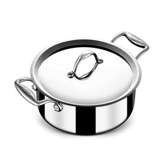 Artisan Triply Stainless Steel Sauce Pot Or Casserole With Lid | Induction Biryani Handi - 1 Liter, 14cm