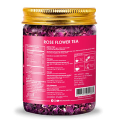 Blue Tea Caffeine Free Rose Flower Herbal Tea - 100gm Pet Jar, 3.5 Ounce, 100 Cups | Non-GMO, Flower Based Super Antioxidant Tea - Vitamin-C Rich For Beautiful Hair & Skin