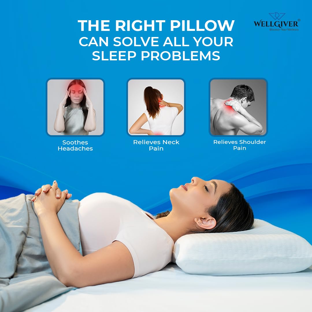 Orthopedic Memory Foam Deep Sleep Pillow, Standard Size - 20 X 13 X 4 Inch | White, For Neck & Shoulder Pain Relief, Removable Zipper Cover | Neck Support, Comfortable Pillow - Pack 1