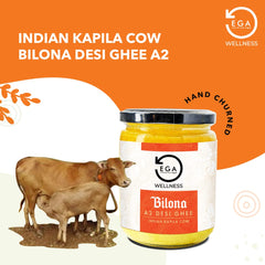 100% Natural Indian Kapila A2 Desi Cow Ghee By Ega Wellness | High In Protein Fiber & Nutrients Healthy Desi Ghee Good For Desserts | (500ml) 16.9 Ounce | Jar Pack