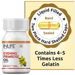 Inlife Evening Primrose Oil Capsules 500mg 10% Gamma Lionlenic Acid, Supplement For Hair & Skin | 60 Liquid Filled Capsules 100gm 0.2lbs Each Pack Of 2