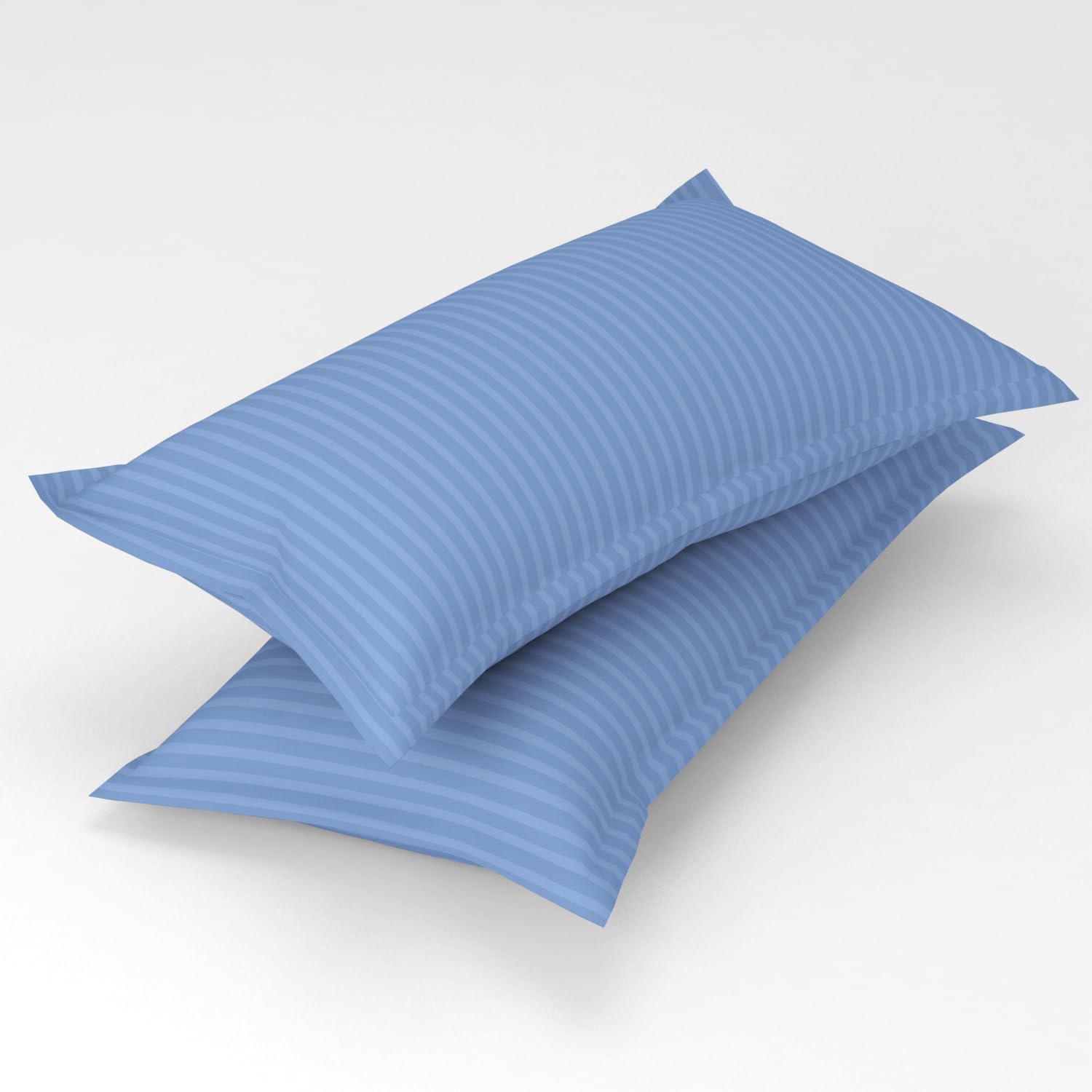 Cotton Elastic Fitted King Size Double Bed Bedsheet With 2 Pillow Covers - 72x78x6 Inches, Sky Blue | Durable Bedsheets For Everyday Comfort