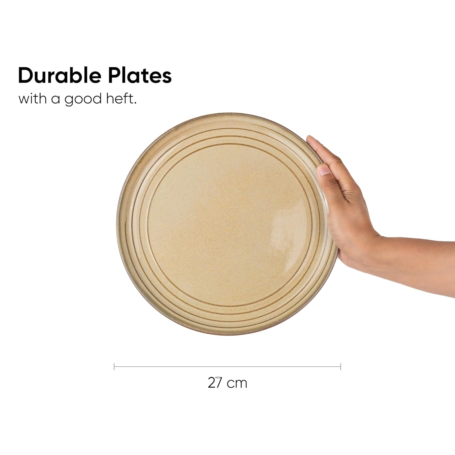 Ceramic Dinner Plates Set Of 6 Pieces, Beige Reactive | Ceramic Plates Set - Glossy Finish Plate Set | Ceramic Dinner Plates - Set Of 6 Plates For Dinner | Microwave Safe & Chip Resistant