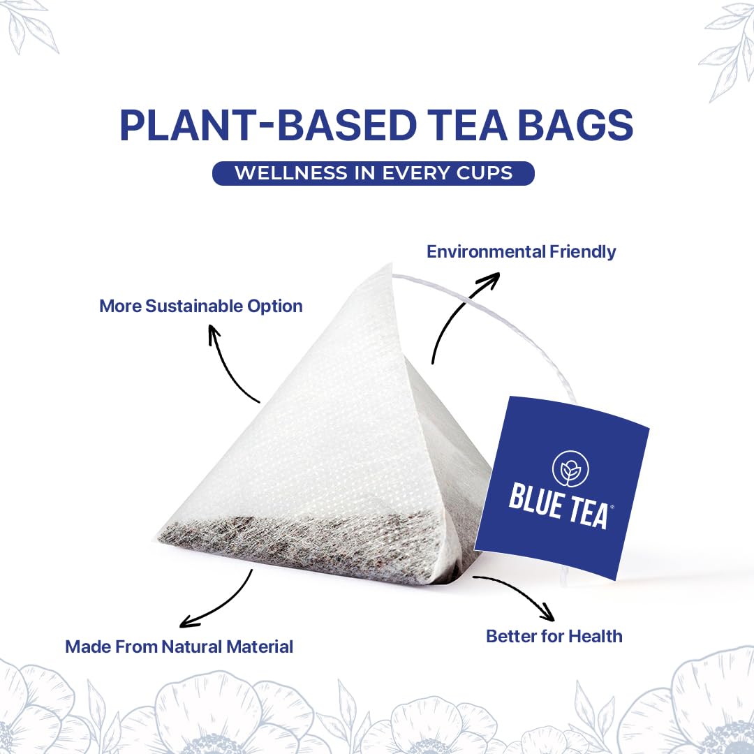 Blue Tea Butterfly Pea Flower Lavender Herbal Tea - 15 Pyramid Tea Bags | No Preservatives Or Artificial Colors - Caffeine Free, Non-GMO, Antioxidant-Rich