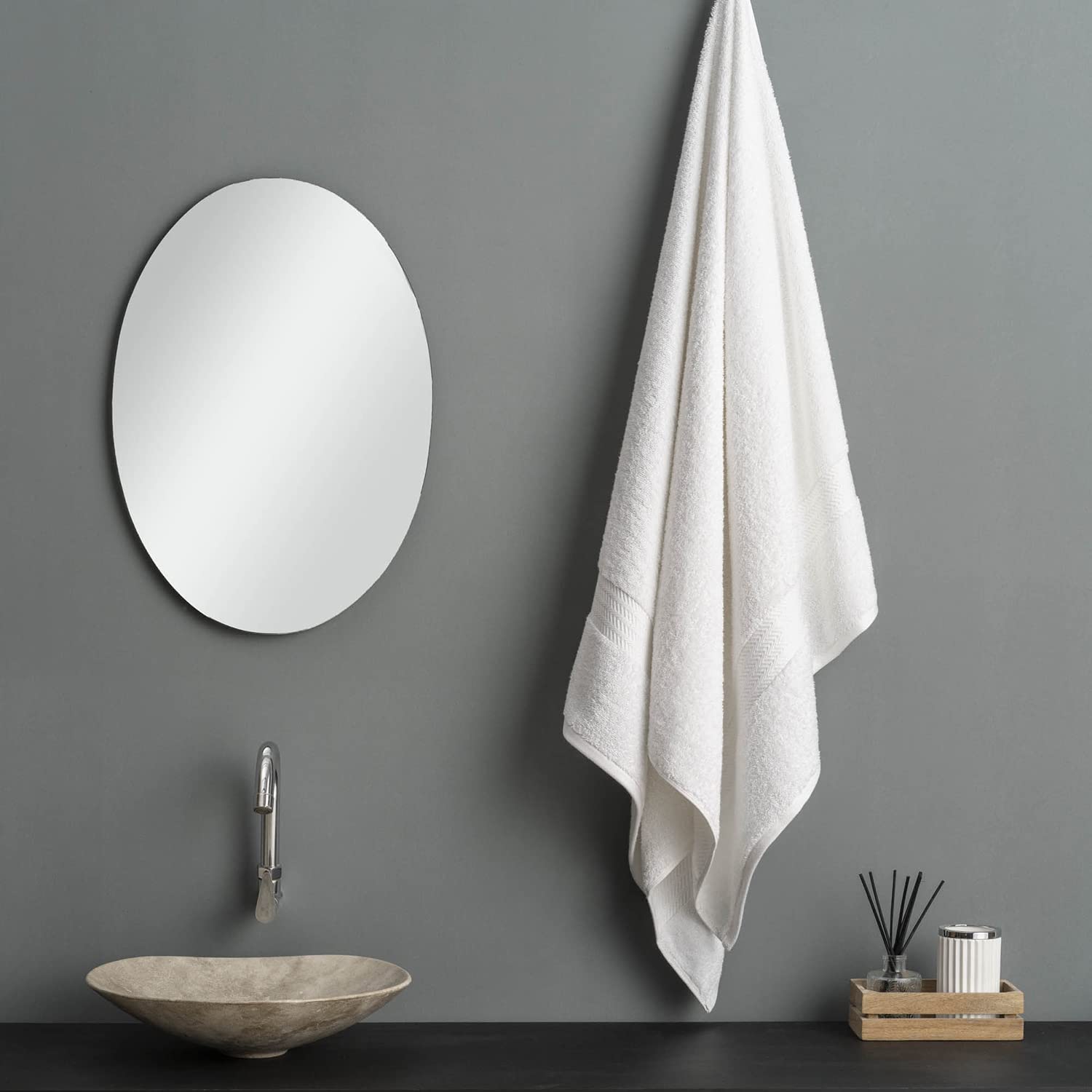 Ddecor Live Beautiful 100% Cotton Bath Towel 500 Gsm | Large Size Bath Towel Soft & Absorbent For Men & Women (White)