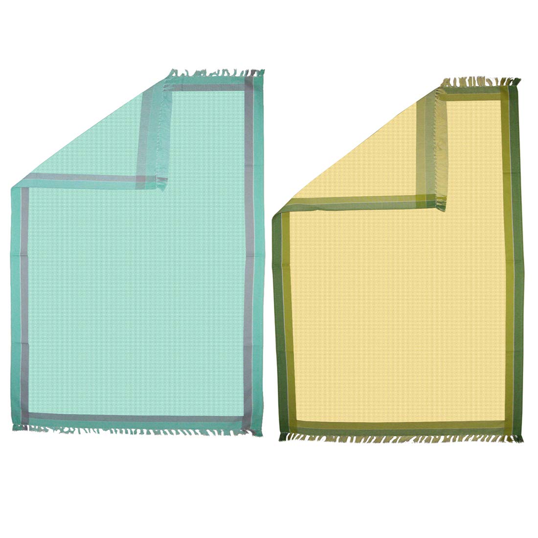 Athom Trendz Living Light Weight Cotton Premium Waffle Border Bath Towel 480 Gsm | Pack Of 2 (Multi11)