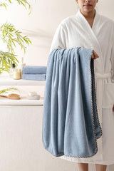 Spread Spain Microfiber Bath Towel 340 Gsm | Bath Towel For Men & Women Extra Soft Plush & High Absorbent | Set of 1 (American Denim)