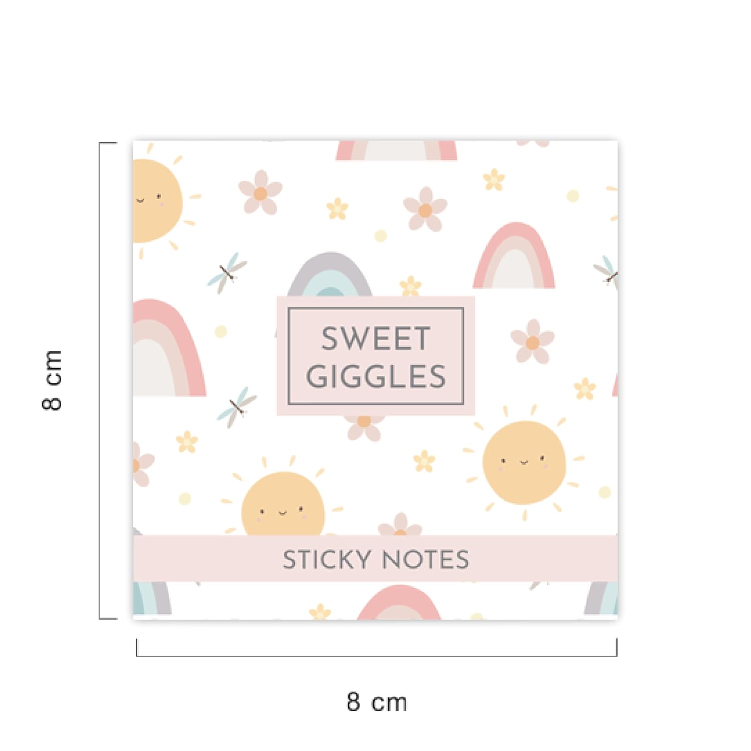 Sticky Notes, Creative Beautiful Designs, Sweet Giggles, 150 Sticky Sheets Total - Multicolor