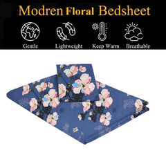 Single Bedsheet With 1 Pillow Covers - 60 X 90 Inches, Blue | Soft Wrinkle Free Breathable Easy Care | Color Fade Resistant Bedsheet