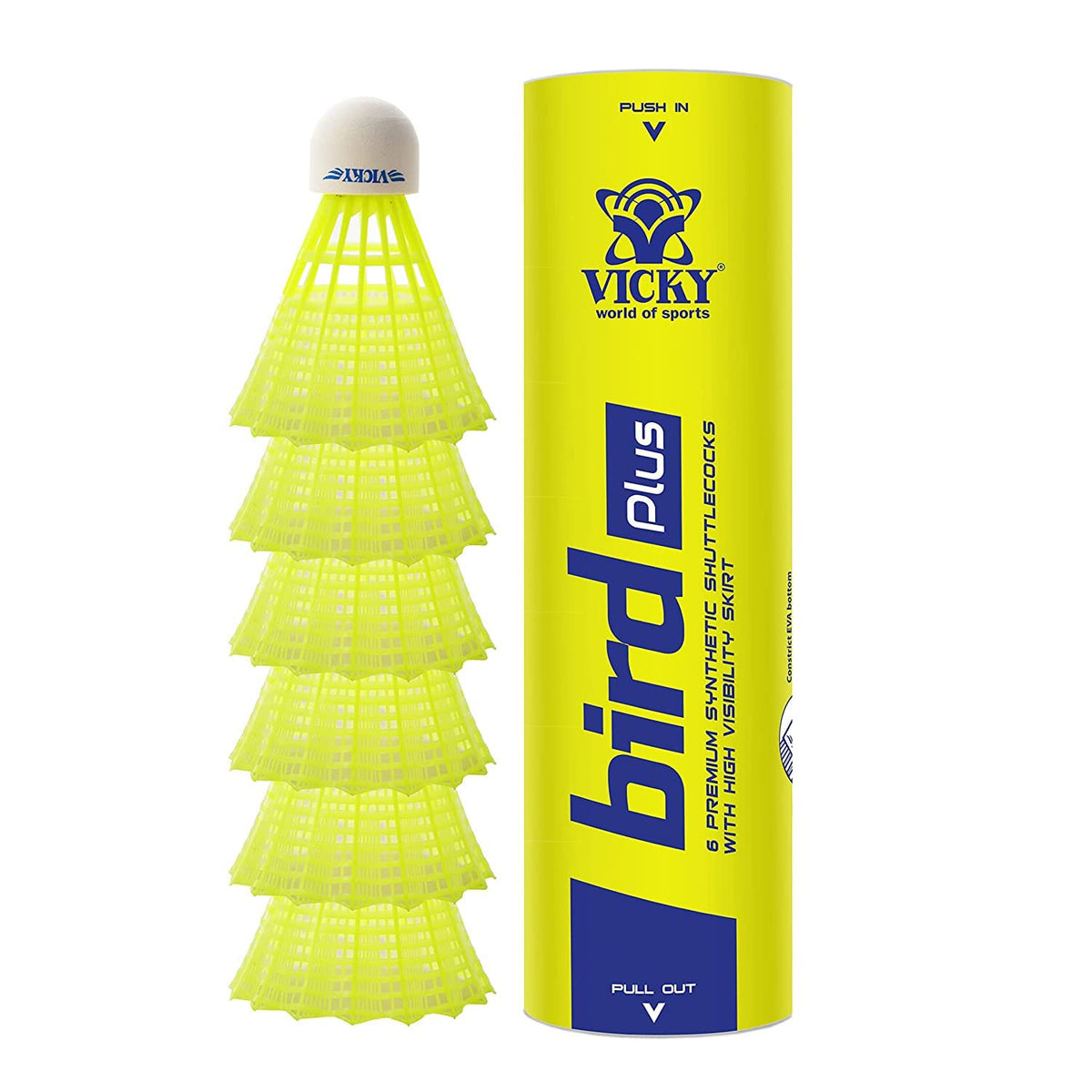 Yonex Mavis 10 Badminton Shuttlecocks Nylon | Yellow , Pack Of 6 , Cork Base & Nylon Skirt (Green Cap)