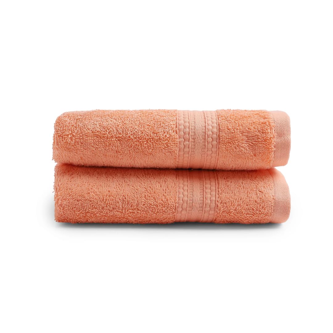 Livspace Paleto Collection Hand Towel 400 Gsm | 100% Cotton, Solid Dyed, Hand Towel Super Soft Absorbent (Peach Fuzz) Set Of 2