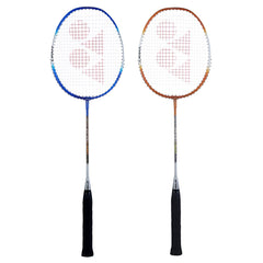 Yonex ZR 100 LIGHT Aluminium Badminton Racquet With Full Cover, Set Of 2 | Colour - Blue + Orange, Grip Size - G4 3 3/4 inches