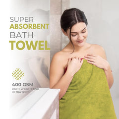 Black Gold The Finer Touch Microfiber Bath Towels 1500 Gsm | Super Absorbent, Lightweight, Ultra-Soft, Fade Resistant (Green) - Pack Of 3