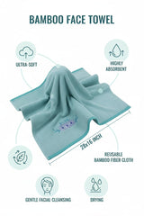 Ivaza Bamboo Face Towel 300 Gsm | Embroidery Boutique Ultra-Soft & Highly Absorbent Reusable Bamboo Fiber Cloths (Orange & Grey) - 2 Pcs