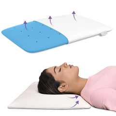 Cool Gel Memory Foam Pillow, Orthopedic Pillows For Neck Pain Relief, Ultra-Thin Size - 24.5 X 16 X 2.5 Inches | Without Cover, Portable, Cooling, Lightweight, Adjustable - Pack Of 1