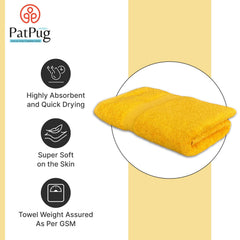 PatPug 100% Indian Ultra Soft Cotton Towel 380 Gsm | Highly Absorbent, Fade Resistant Large Bath Towel (Orange)