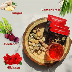 Chayam Mellow Hibiscus Tea - 20 Pyramid Tea Bags | Blended With Lemongrass, Ginger, Beetroot & Hibiscus - Make Iced Or Hot Tea | Low Caffeine, Gluten Free, No Added Sugar