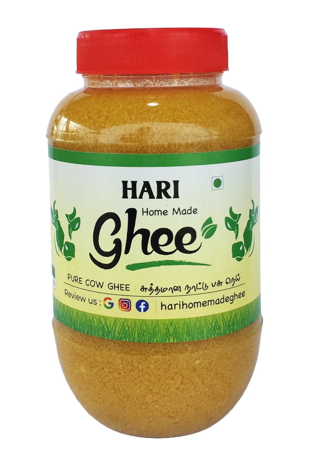 100% Natural Desi Cow Ghee By Hari Home Made Ghee | Delicious Healthy & Nutritious Danedar Cow Ghee Good For Boost Memory | (500ml) 16.9 Ounce | Jar Pack