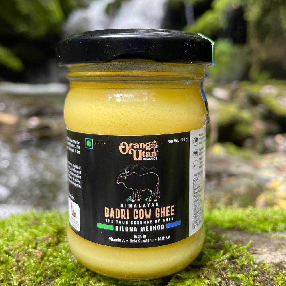 Natural Himalayan Organic Badri Cow Ghee By Orang Utan | Naturally Bilona Method Healthy Cow Ghee Good For Heart Health | (120ml) 4.0 Ounce | Jar Pack