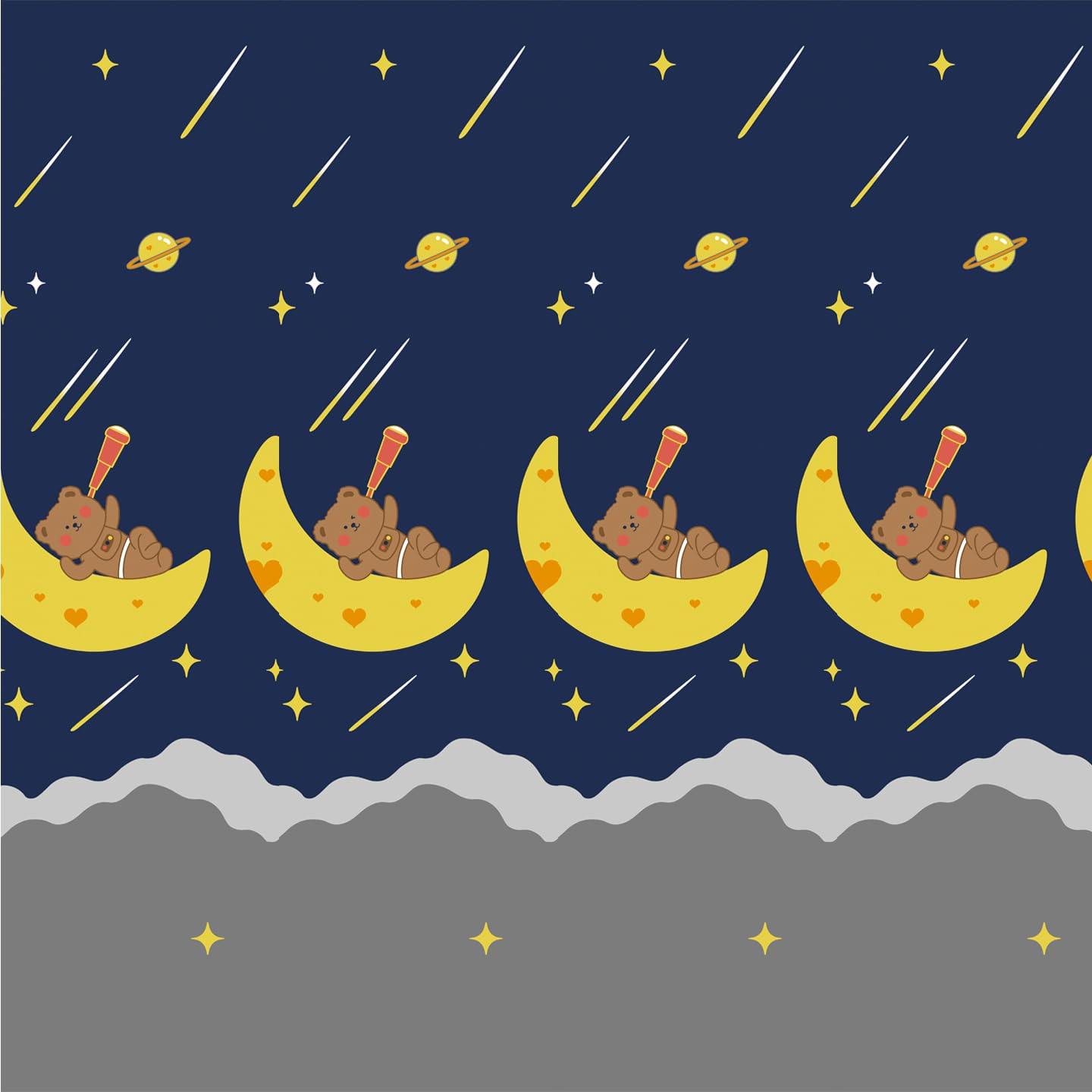 Cartoon Printed Single Bedsheet For Kids With One Pillow Cover - 60 X 90 Inches, Dark Blue & Grey | 300 Thread Count - Wrinkle Free Soft Perfect For Everyday Use