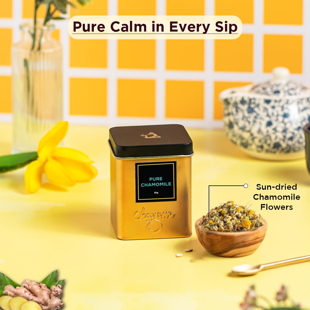 Chayam Pure Hibiscus + Pure Chamomile Tea Set - Pack Of 2 X 30gm, 1.05 Ounce Each | Promotes Skin Glow, Boosts Immunity - Caffeine Free, 100% Natural