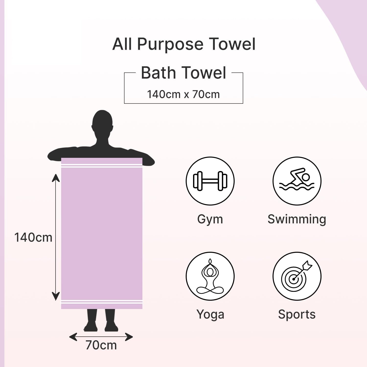 Luxury Ultra Soft Large Size Bath Towel 300 Gsm | Super Absorbent Towels For Bathroom, Home, Hotel, Travel - Pack Of 1 (Peach)
