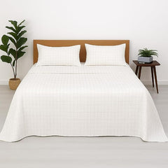 100% Pure Cotton Double Bed Bedsheet With 2 Pillow Covers - Size 90 X 100 Inches, White | Lightweight, Soft & Breathable Durable & Long-Lasting Bedsheet