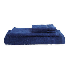 Welspun 100% Cotton Large 1 Bath + 1 Hand & 2 Face Towels 1000 Gsm | Dobby Solid Towel Combo Set (Dark Blue)