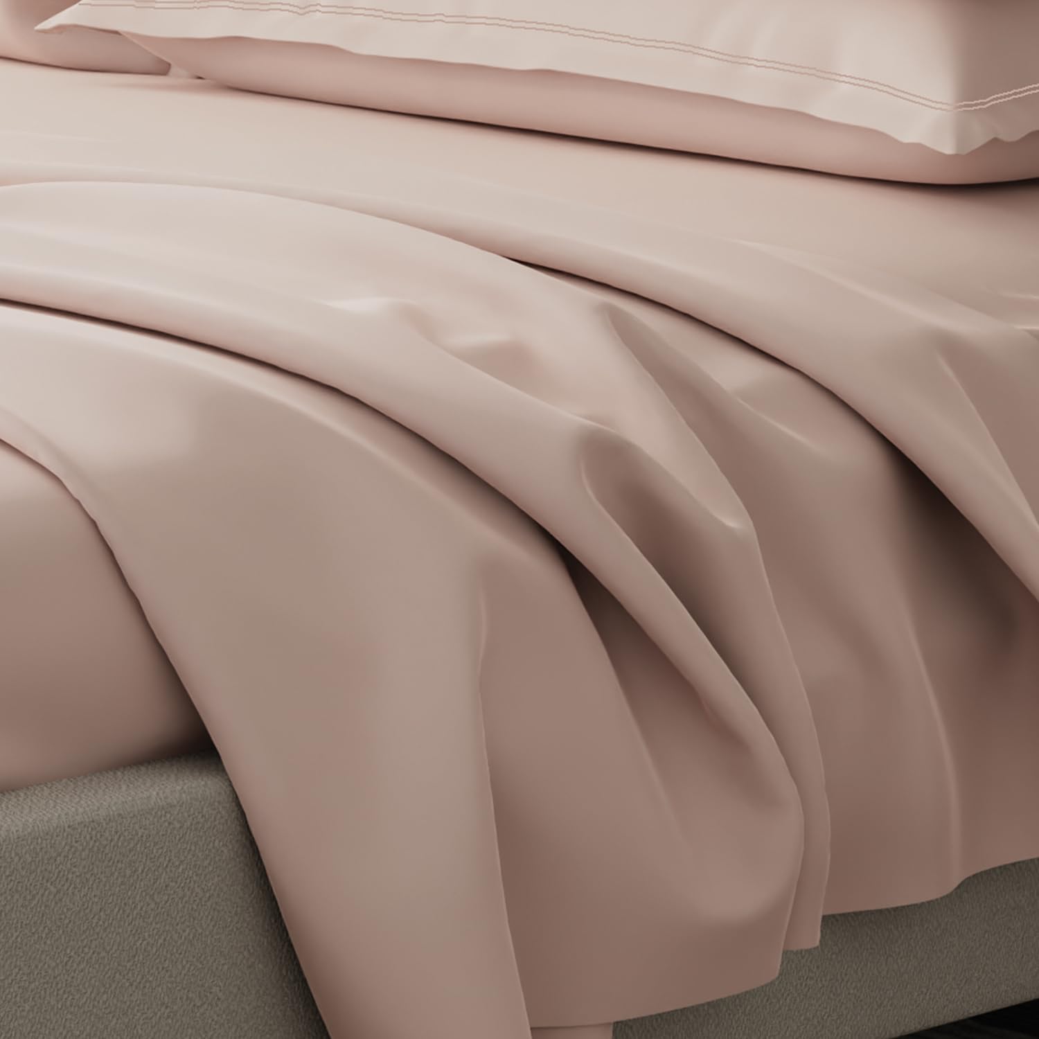 100% Cotton Plain Bedsheet Set With 4 Pillow Covers - 108 X 108 Inches, Pink | 300 Thread Count - Gift For Weddings Or Anniversary King Size Bedsheet