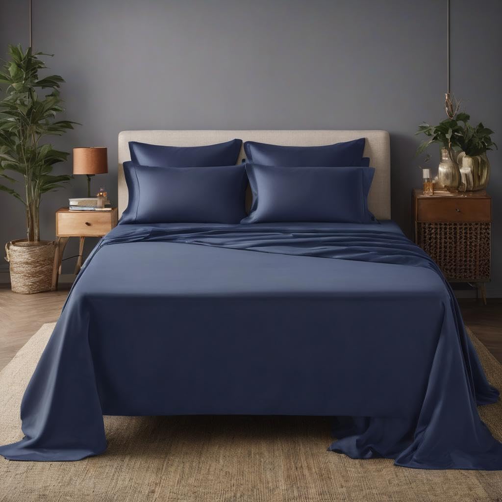 Queen Size Bedsheet With 2 Pillow Cover - 78 X 60 Inches, Navy Blue | Perfect Fabric For Daily Use Or Gifting Bedsheet | Premium Soft & Breathable