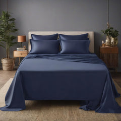 Queen Size Bedsheet With 2 Pillow Cover - 78 X 60 Inches, Navy Blue | Perfect Fabric For Daily Use Or Gifting Bedsheet | Premium Soft & Breathable