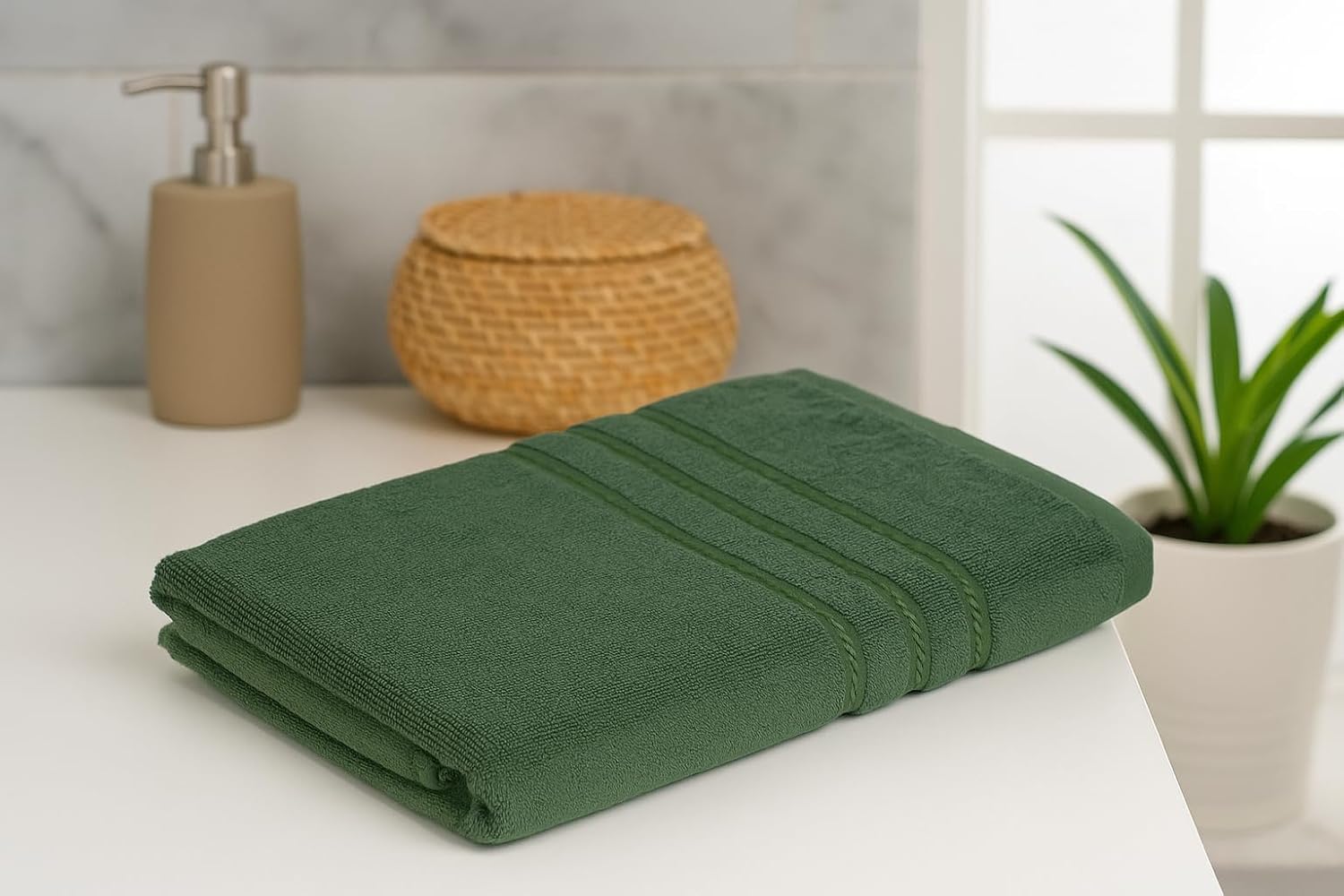 Nexhouse Cotton Bath Towel 550 Gsm | Super Absorbent, Quick Drying, Soft Texture Towel (Green)