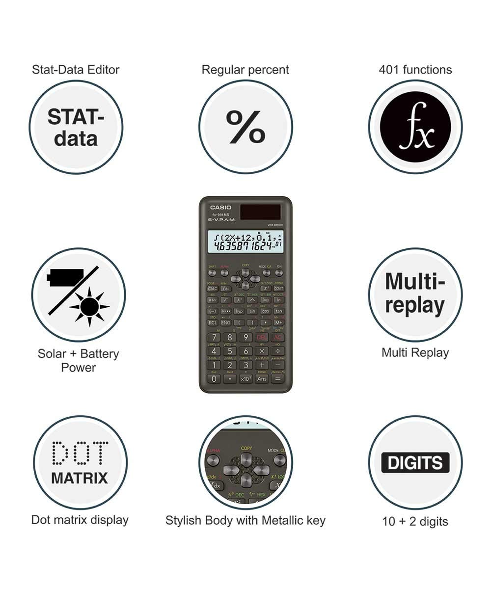 Casio Scientific Calculator & Casio JW-200SC-PK Premium & Stylish Calculator (Pink) | 10 + 2 Digits 10 digit Mantissa + 2 digit Exponential Display