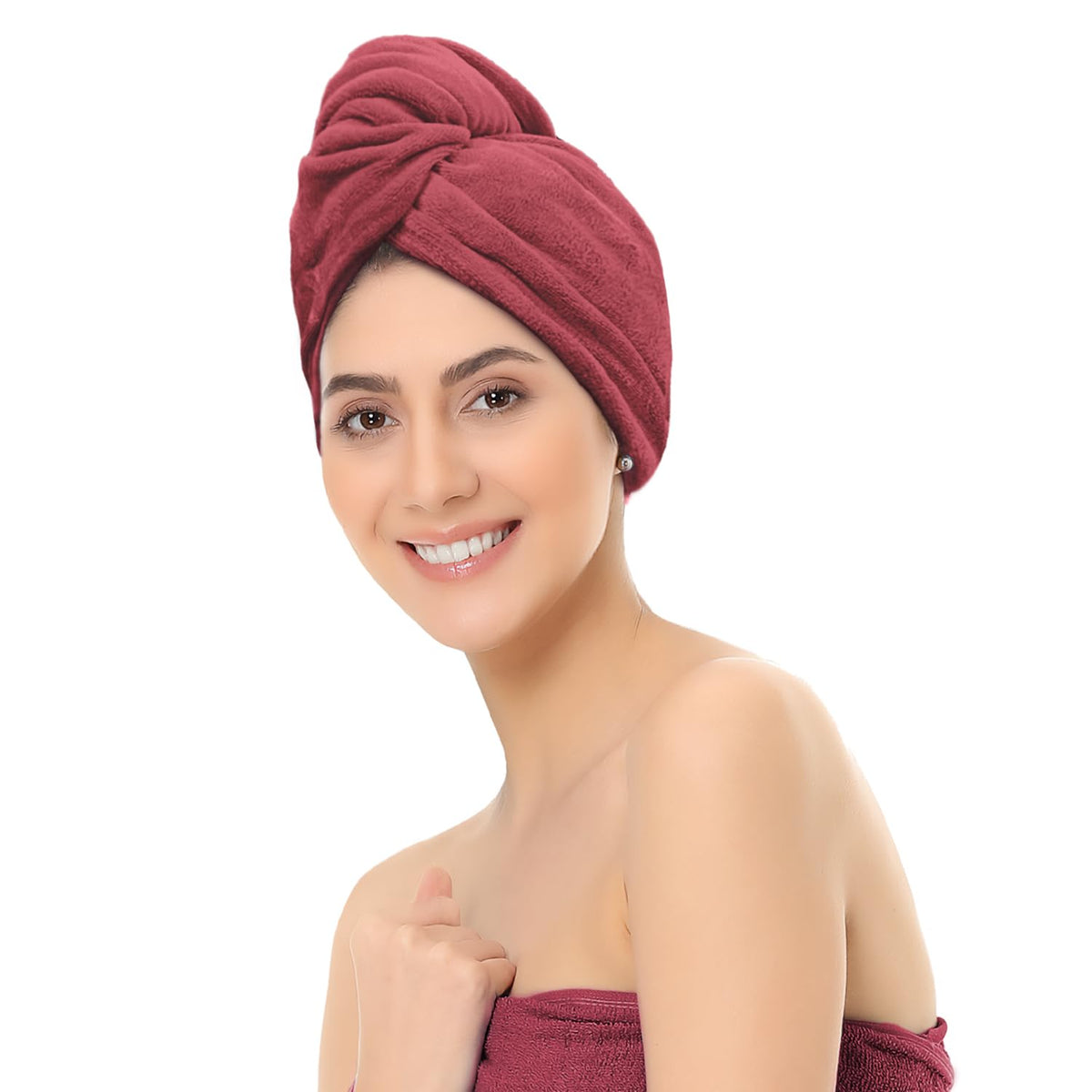 Sassoon Venir Microfiber Hair Wrap Towel 450 Gsm | For Women With Smooth Texture Super Absorbent Quick Dry Hair Turban (Crimson)
