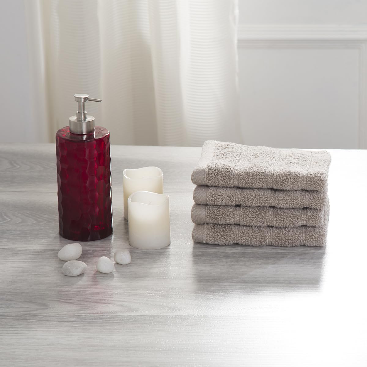 Maspar 100% Cotton Casper Face Towel 700 Gsm (Beige) - 4 Pcs