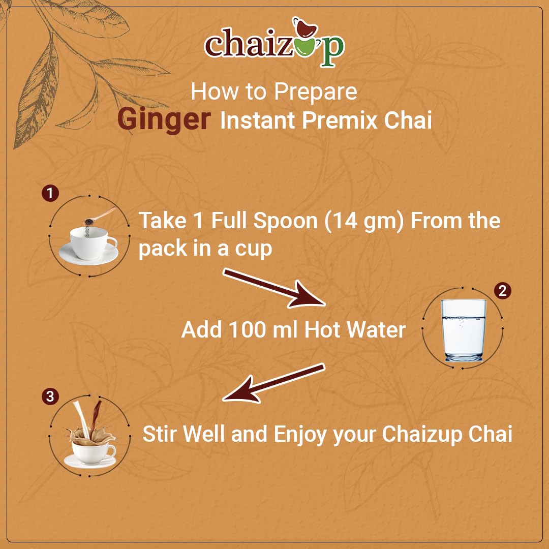 Chaizup Premium 1 Min Instant Ginger Tea Premix - 1 Kg Poly, 35.2 Ounce | Just Add Hot Water - Assam Adrak Chai Powder | Low Caffeine, No Added Color - Home Like Tea