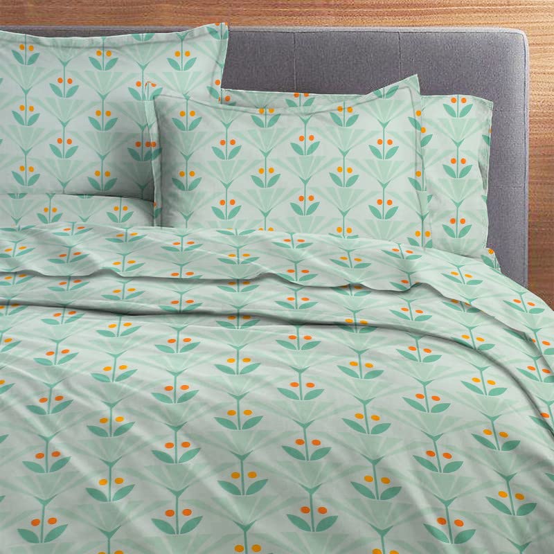 Double Bedsheets With 2 King Size Pillow Covers | 90 X 90 Inches, Pastel Green | Super Soft Premium Brushed Glace Cotton Bedsheet, Breathable & Wrinkle Free