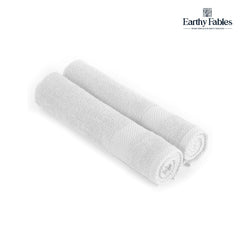 Earthy Fables Premium Hand Towels 600 Gsm | 100% Combed Cotton Ultra Soft Quick Dry & Highly Absorbent, For Home, Gym & Travel | Set Of 2 (White)