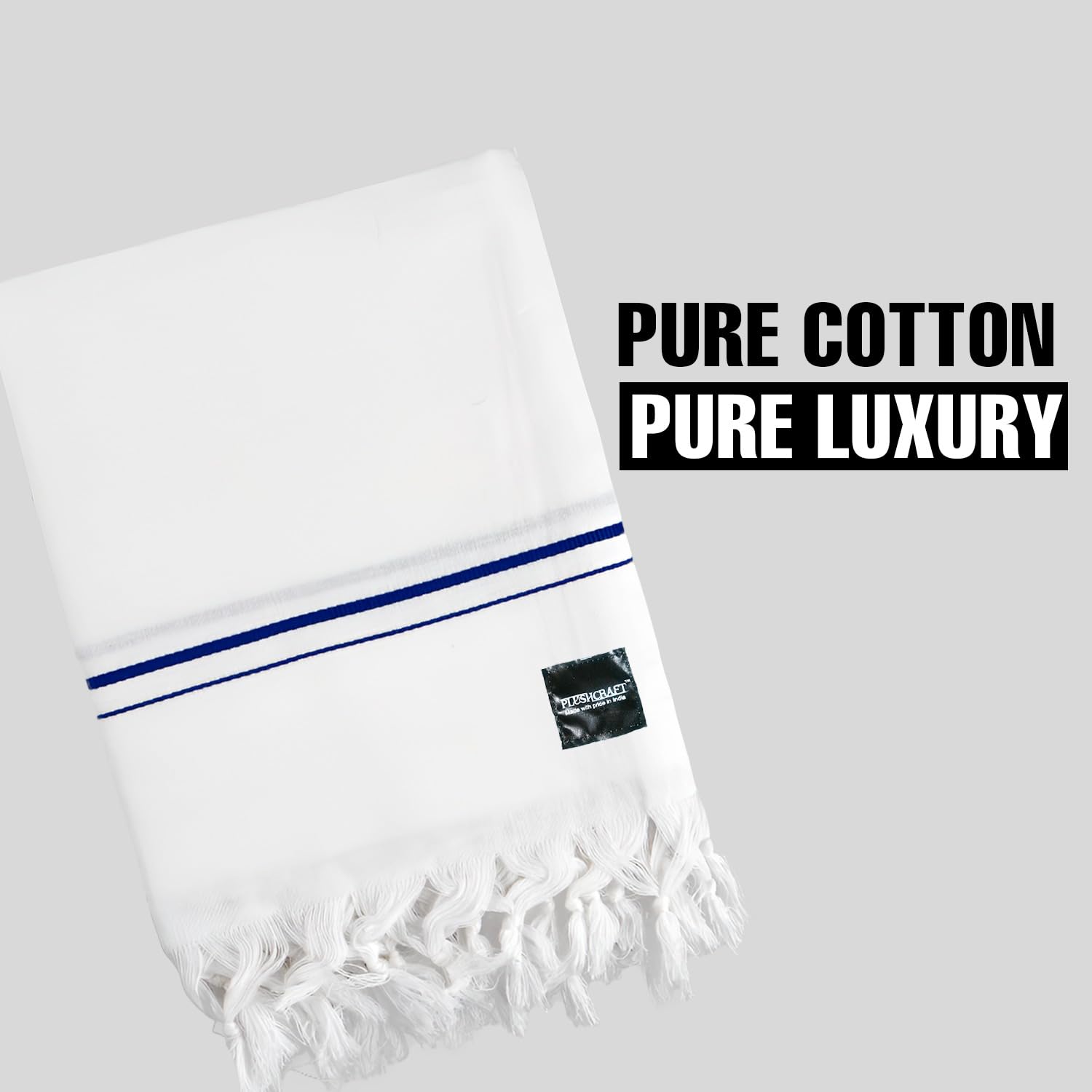 Plushcraft 100% Pure Cotton White Towel | Soft & Absorbent Quick-Dry Bath Towel