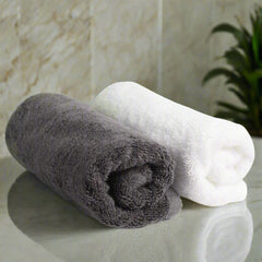 Heelium Bamboo Hand Towel 600 Gsm | Ultra Absorbent & Anti-Bacterial 3x Softer Than Cotton Towels | Pack Of 2 - Grey, White